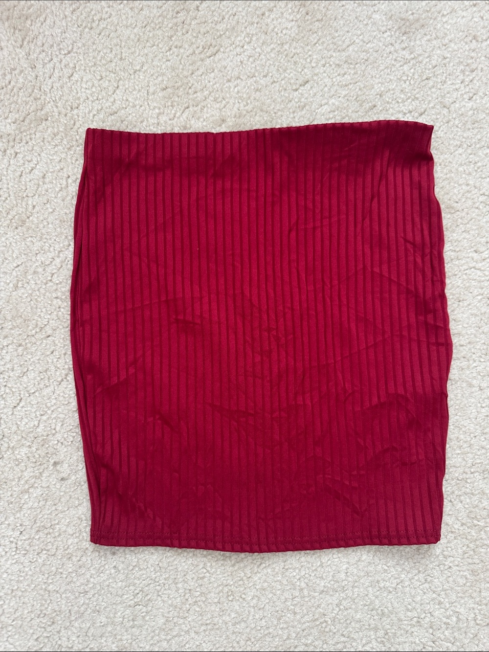 PrettyLittleThing Ribbed Red Pencil Skirt - Size 10